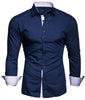 Casual Contrast Colored Tiansi Long Sleeved Men's Casual Shirt