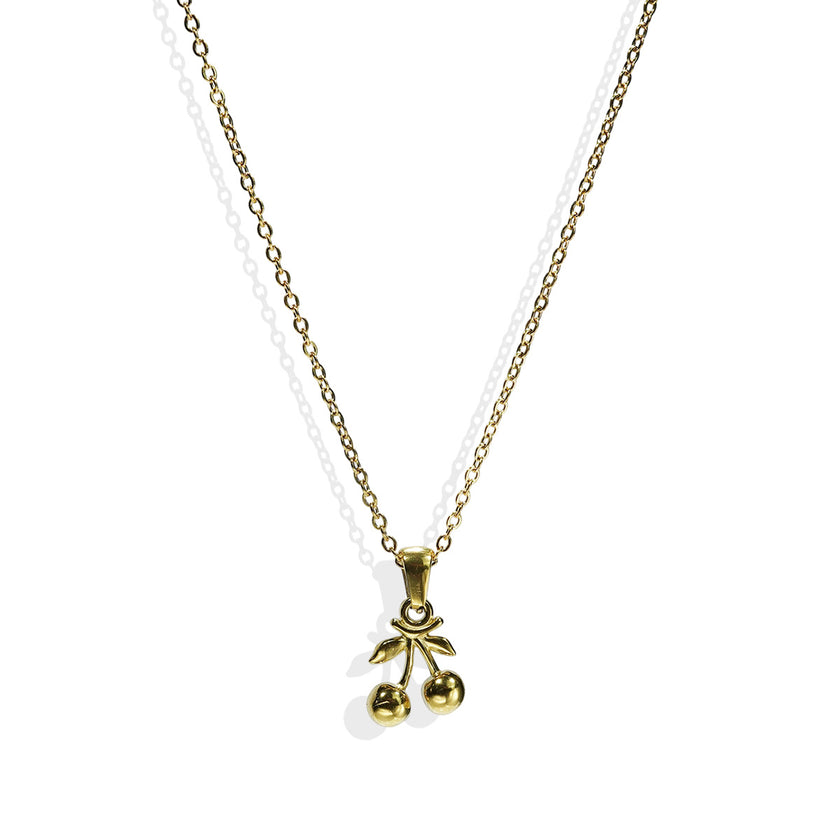 Lxalry 18K Gold Plated Cherry Mirror Jewelry Set  Hypoallergenic Skin  Safe Necklace   Drop Earrings Never Fade Adjustable Luxury Gift For  Evening Wear