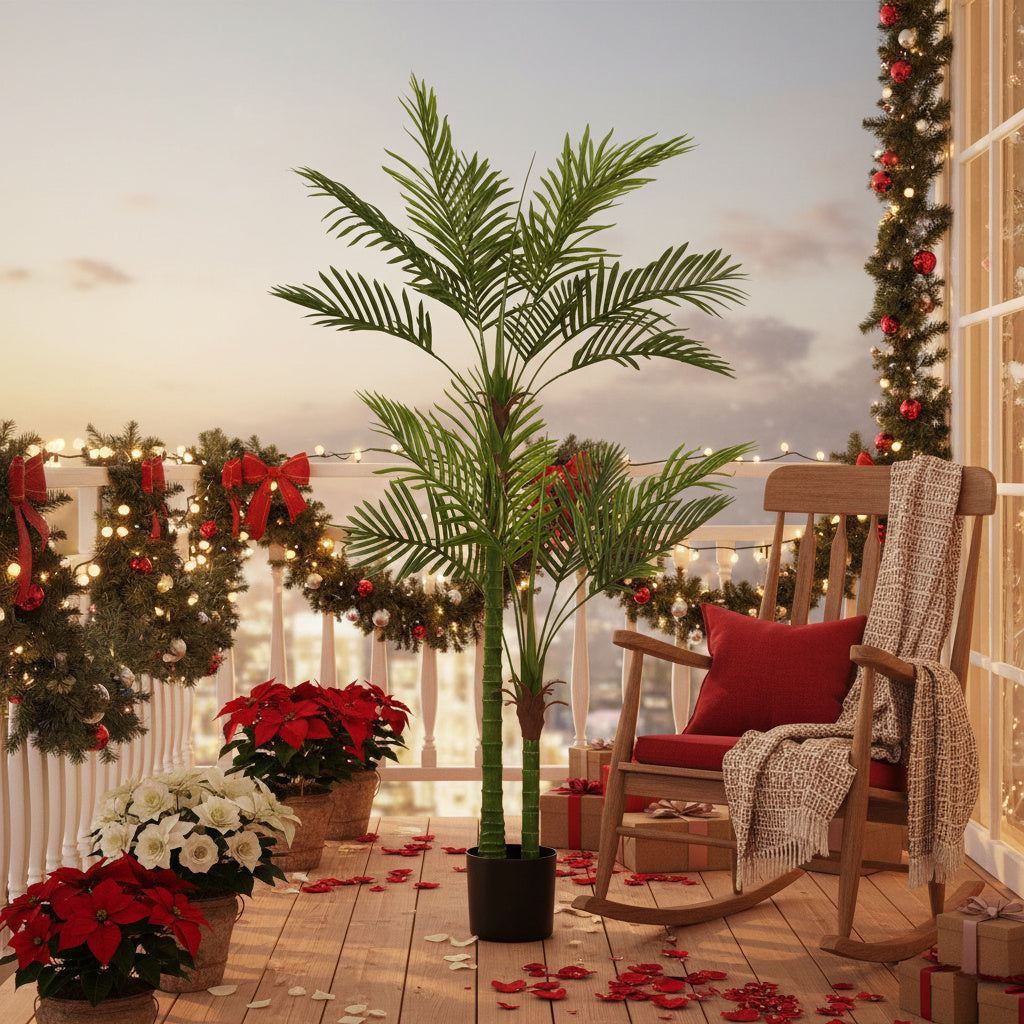 6FT Artificial Tree Natural Green Leaves Indoor Potted Plant Faux Tree For Home Office Festival Decor