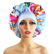 Wide-brimmed Satin Nightcap Printed Round Cap Cross-border New Arrival Printed Home Hat Soft Shower Cap Plus-sized