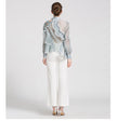 Short Shirt Women Spring Green Striped See-through Organza Turtleneck Patchwork Sexy Top