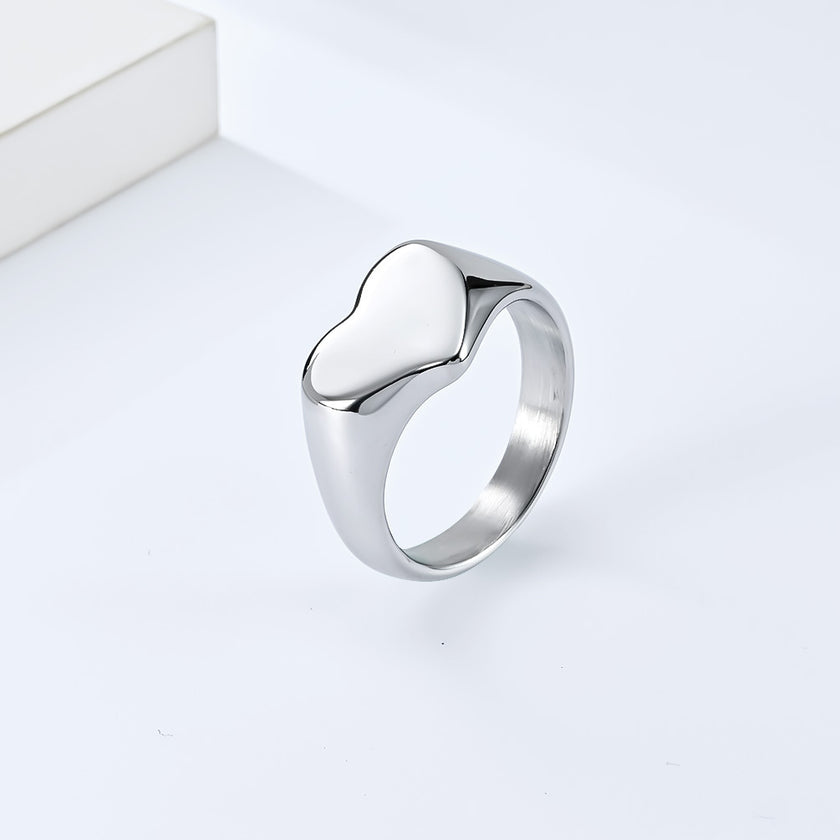 Unisex Style Titanium Steel Heart Shaped Love Ring