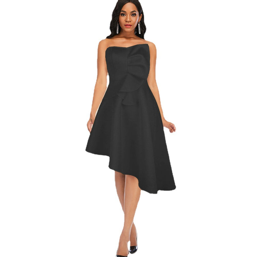 High Waist Asymmetric Hem Women''s Dress Party Dresses