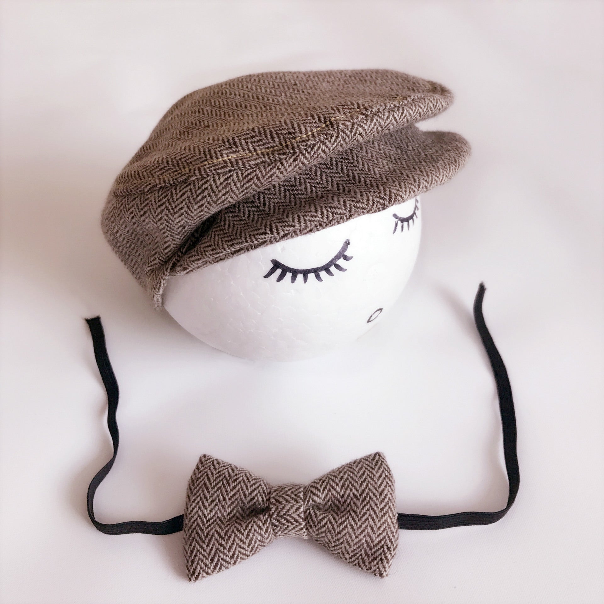 Gentleman Peaked Hat Bow Tie Baby Cartoon Taking Picture Hat Newborn Baby Child Photography Clothing Topper