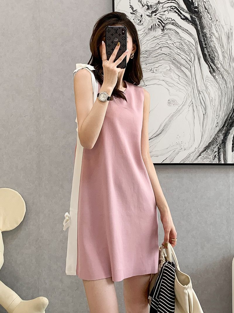 Ice Silk Knitted Dress Classic Style Sleeveless