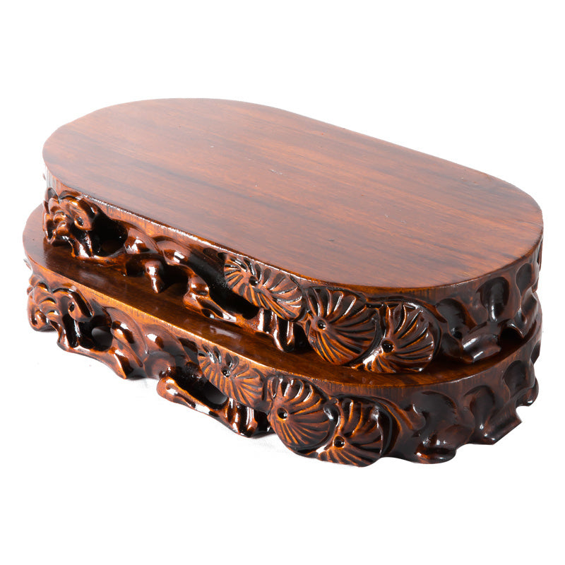 Solid Wood Base Buddha Statue Decoration Wooden Flower Stand