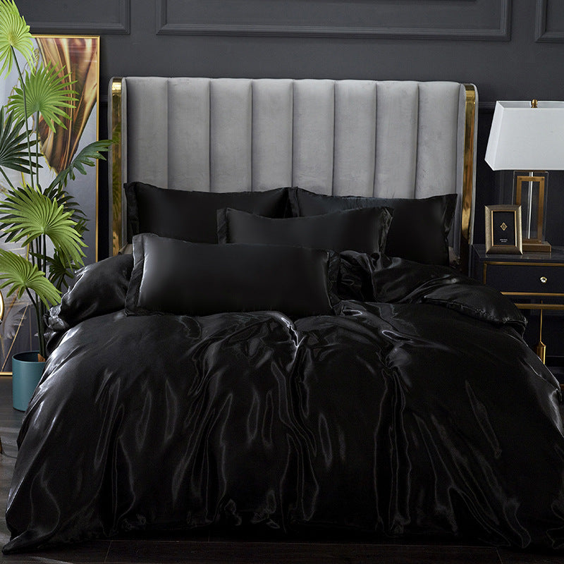 Pure Color Washed Ice Silk Quilt Cover Bedding