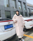 Rex Rabbit Fur Thickened Long Hooded Fur Coat Women
