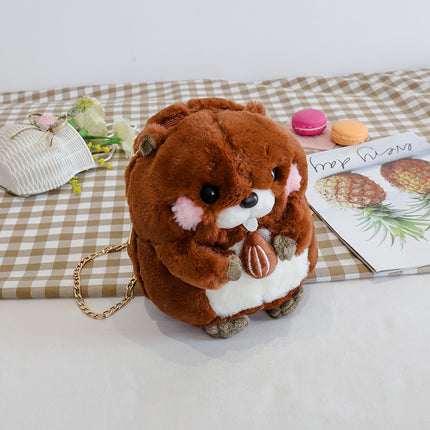 Plush Cute Bag For Women Cartoon Hamster Doll One Shoulder Bag For Students