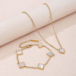 Square Natural White Shell Pendant Collarbone Necklace Bracelet