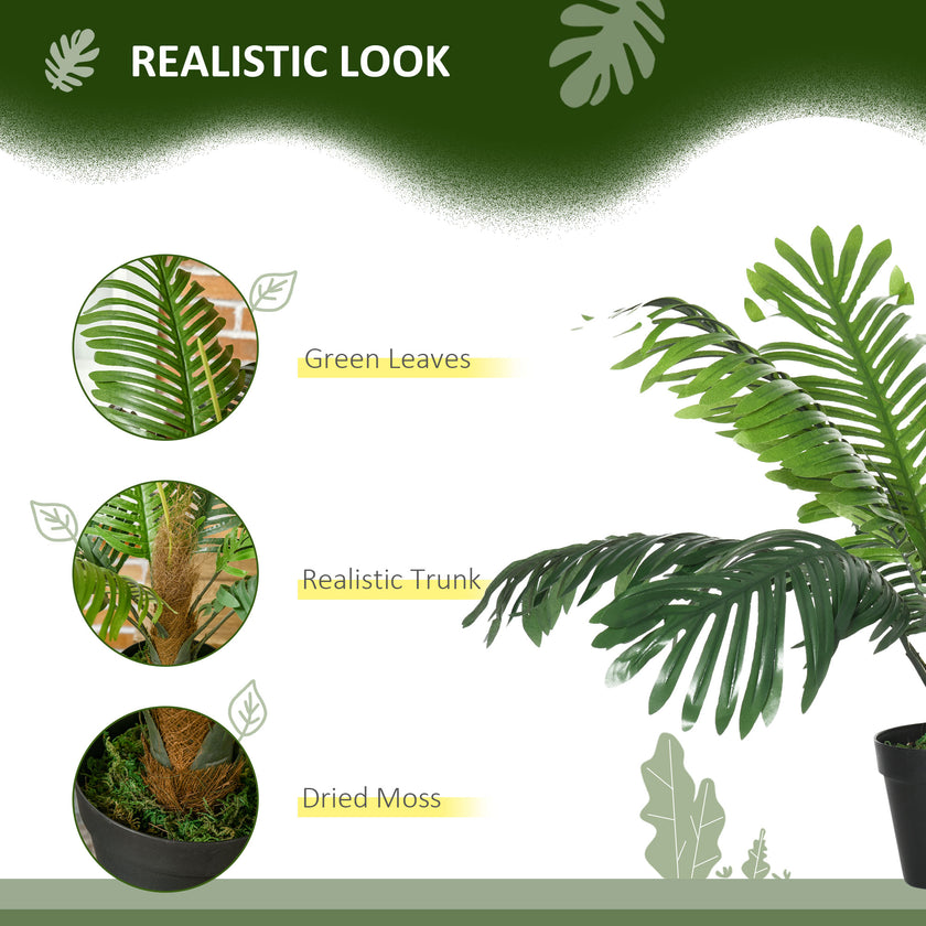 2 Pack 60cm Artificial Palm Tree Decorative Plant With Nursery Pot, Fake Tropical Tree For Indoor Outdoor Decor