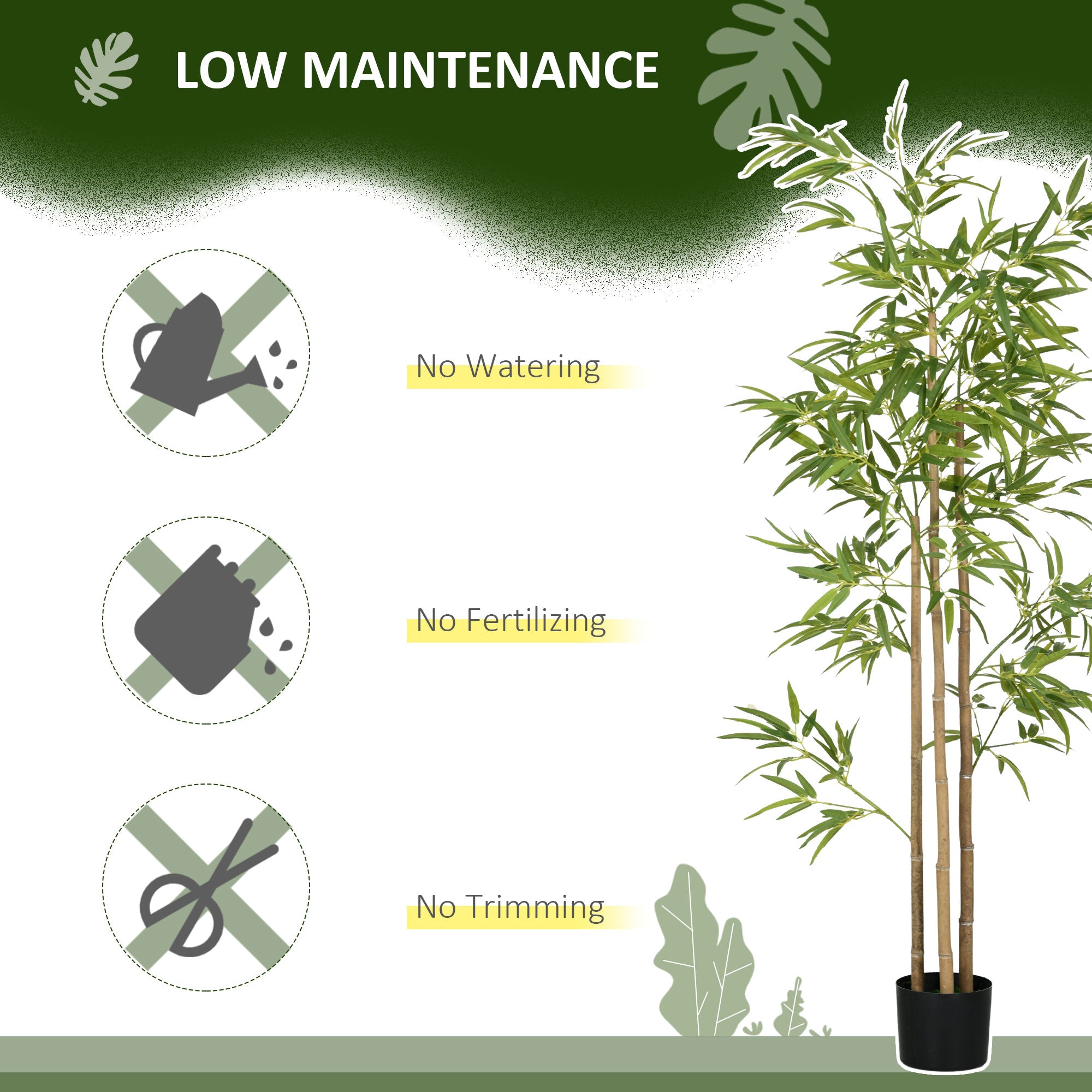 6ft Artificial Tree, Indoor Fake Bamboo with Pot, for Home Office Living Room Decor