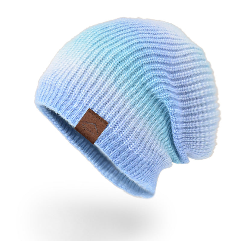 Knitted Gradient Tie-dye Warmth Rainbow Fashion Woolen Hat Women