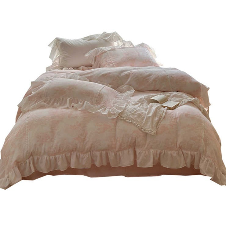 Gentle Crinkled Gauze Cotton Four-piece Duvet Set Bedding