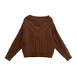 Coarse Twist Knit Sweater V-neck Sweater Women