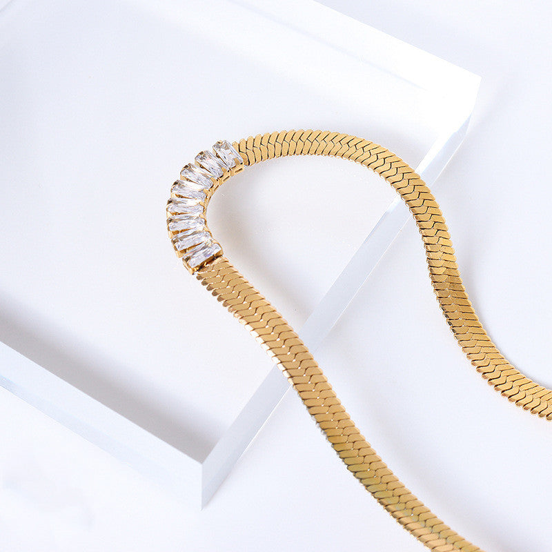 Blade Chain Titanium Steel 18K Gold Bracelet