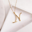 Gold 26 Old English Initial Letter Necklaces For Women