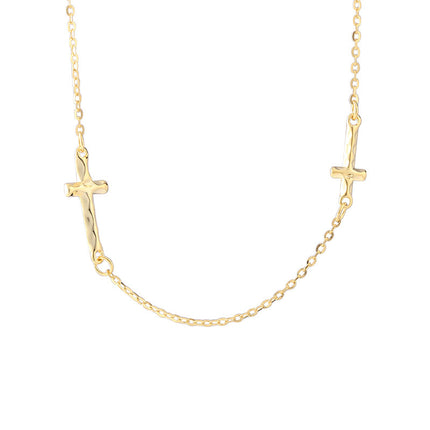 925 Sterling Silver Mini Pleated Cross Necklace