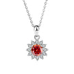 Women's Sterling Silver SUNFLOWER Diamond Pendant Moissanite Necklace