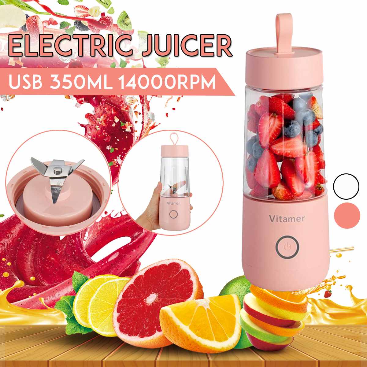 Alpscommerce Portable Blender Juicer Electric USB Rechargeable Mixer