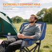 Camping Chair For Adults, Portable Folding Camping Chair With Side Pockets, Cup Holders, Carry Bag, Blue And Gray