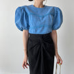 Retro Puff Sleeve Shirt Women Short Sleeve Niche Shoulder Top
