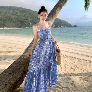 Waist Slimming Vacation Style Beach Dress Summer