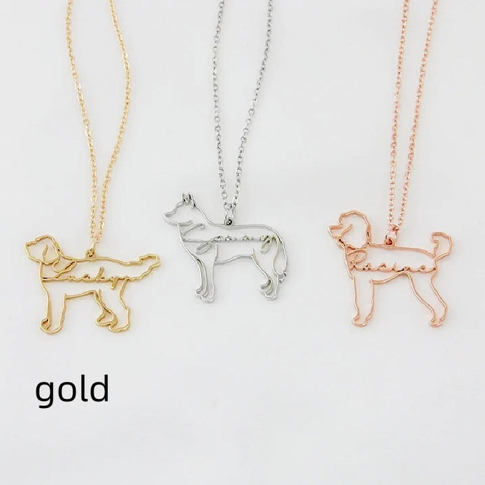 Customized Pet Shape Name Pendant Stainless Steel Necklaces For Women Personalized Cat Necklace Animal Memorial For Pet Lover