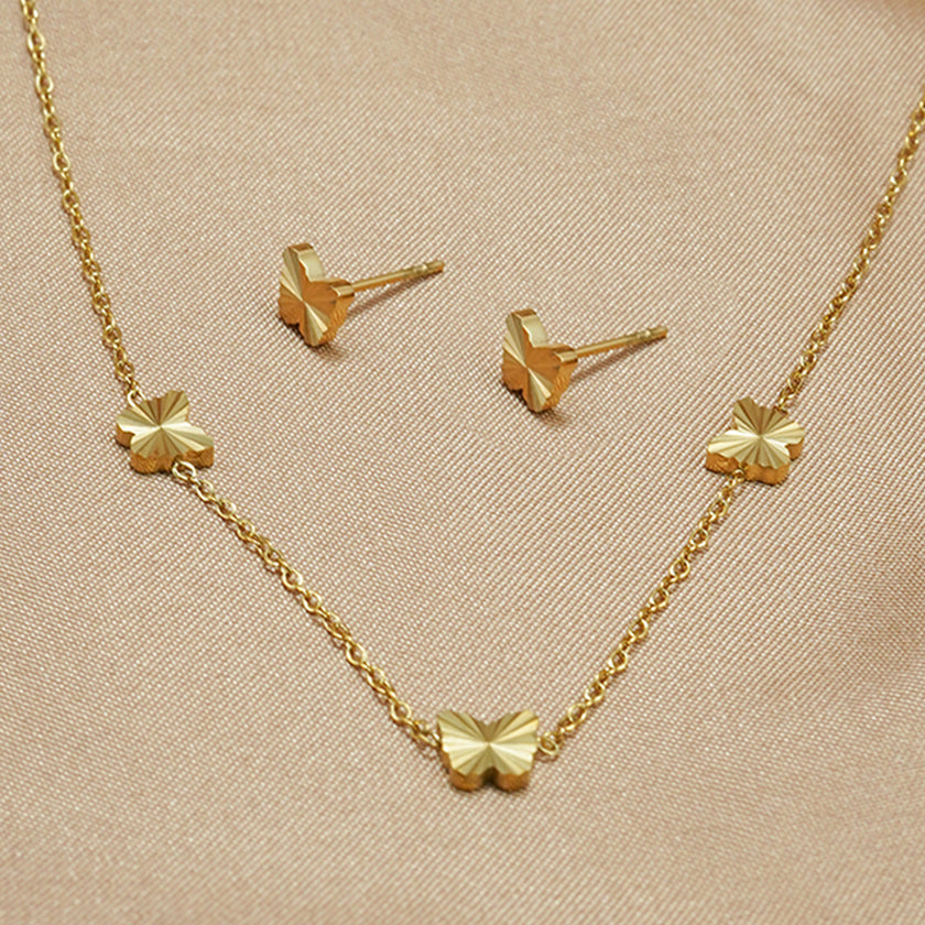 Lxalry 316L Stainless Steel 18K Gold-Plated Jewelry Set  Iridescent Blue White Gradient 3D Glass Star Pendant  Hypoallergenic Tarnish Free Earrings   Necklace  Beach Party   Daily Wear  Ocean Inspired