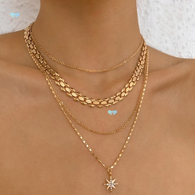 Multilayer Trend Elegant Jewelry Long Snake Chain Crystal