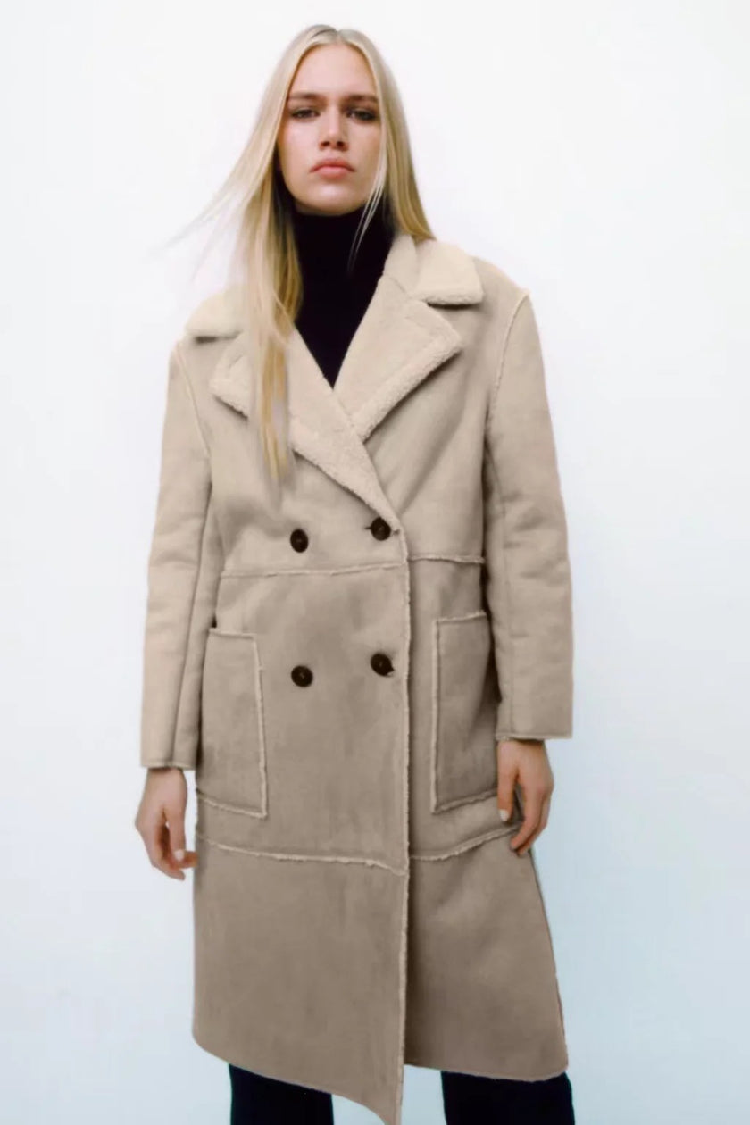 Personality Stitching Fleece Coat Coat Autumn And Winter Women's