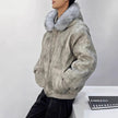 Hooded Large Fur Collar Cotton-padded Coat For Men Thick Warm Jacket