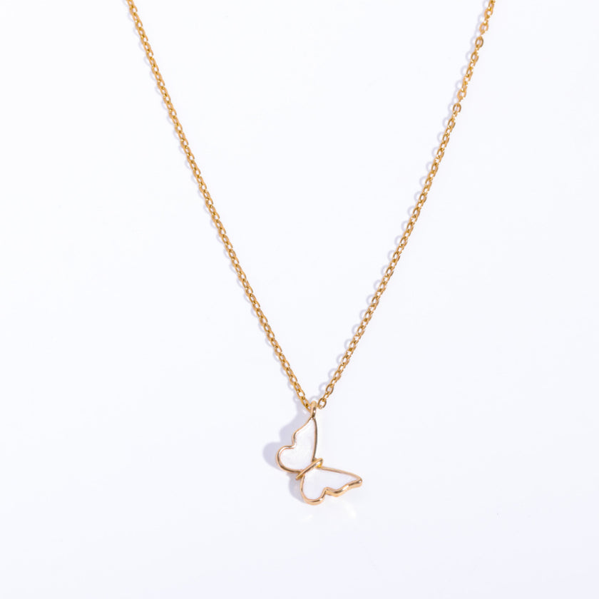 Simple Butterfly Pendant Necklace Sweater Chain