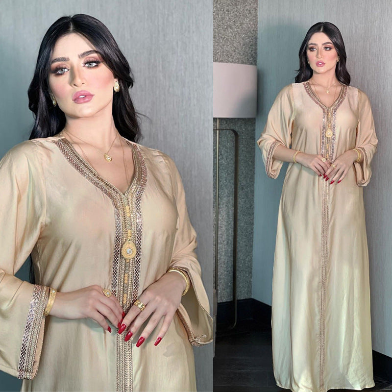 Fashion Women's Solid Color Hot Diamond Dress