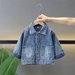 Single-breasted Girls' Bow Denim Coat