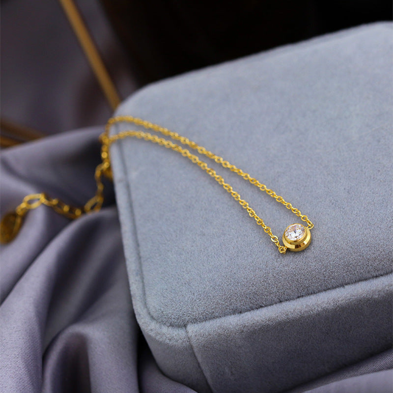 Titanium Steel 18k Gold One Diamond Bracelet