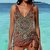 Bikini Beach Print Suspender Swimsuit Suit
