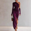 Textured Long-sleeved Elegant French-style Dress For Women