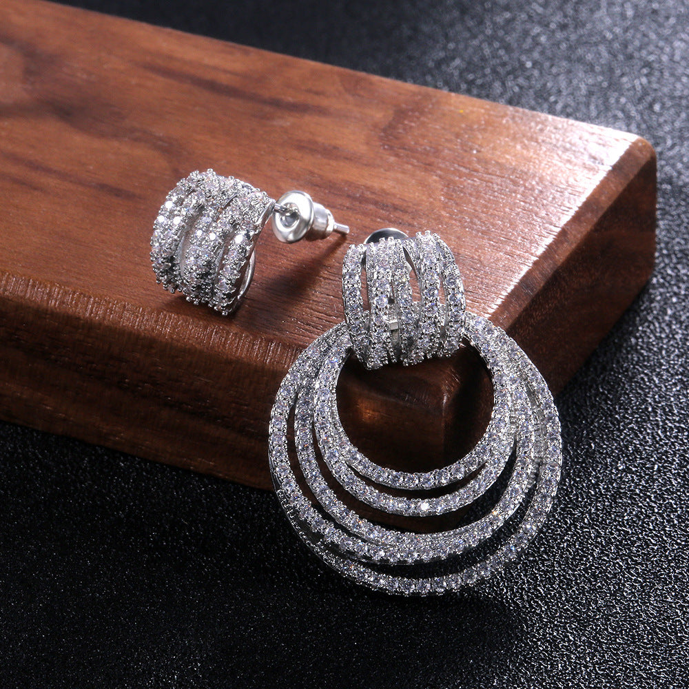 Luxury Multi-layer Round Ring Earrings Women
