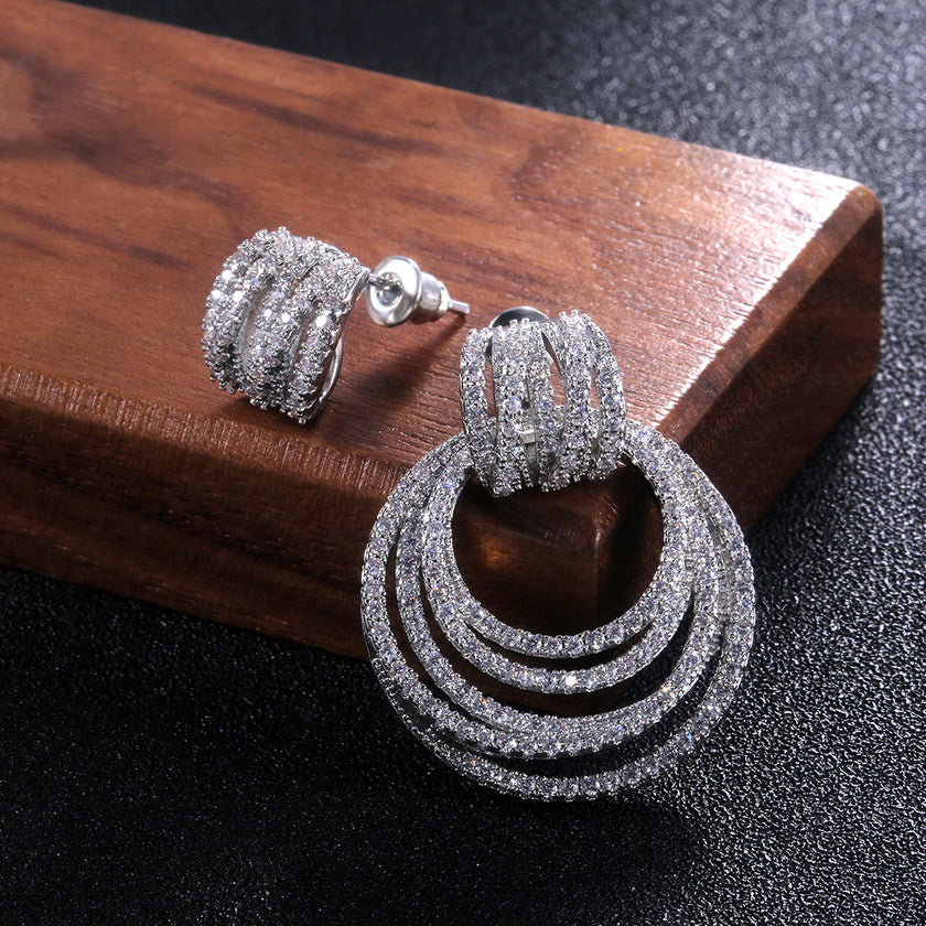Luxury Multi-layer Round Ring Earrings Women