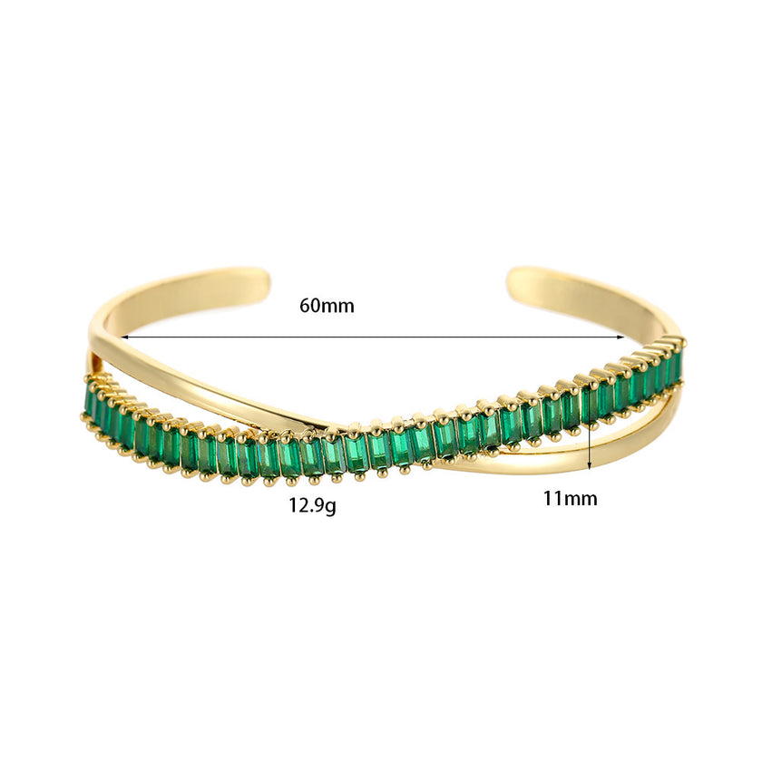 Micro-inlaid Color Zirconium Emerald Temperament Bracelet