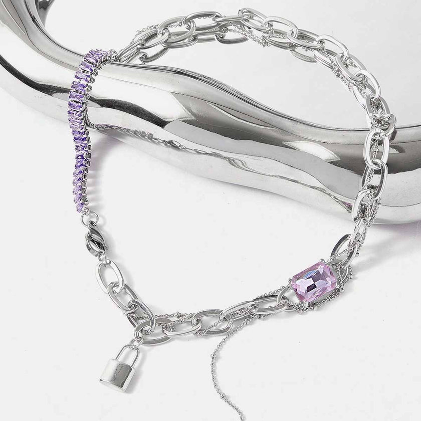 Qifu French Entry Lux Style Purple Zircon Clavicle Chain