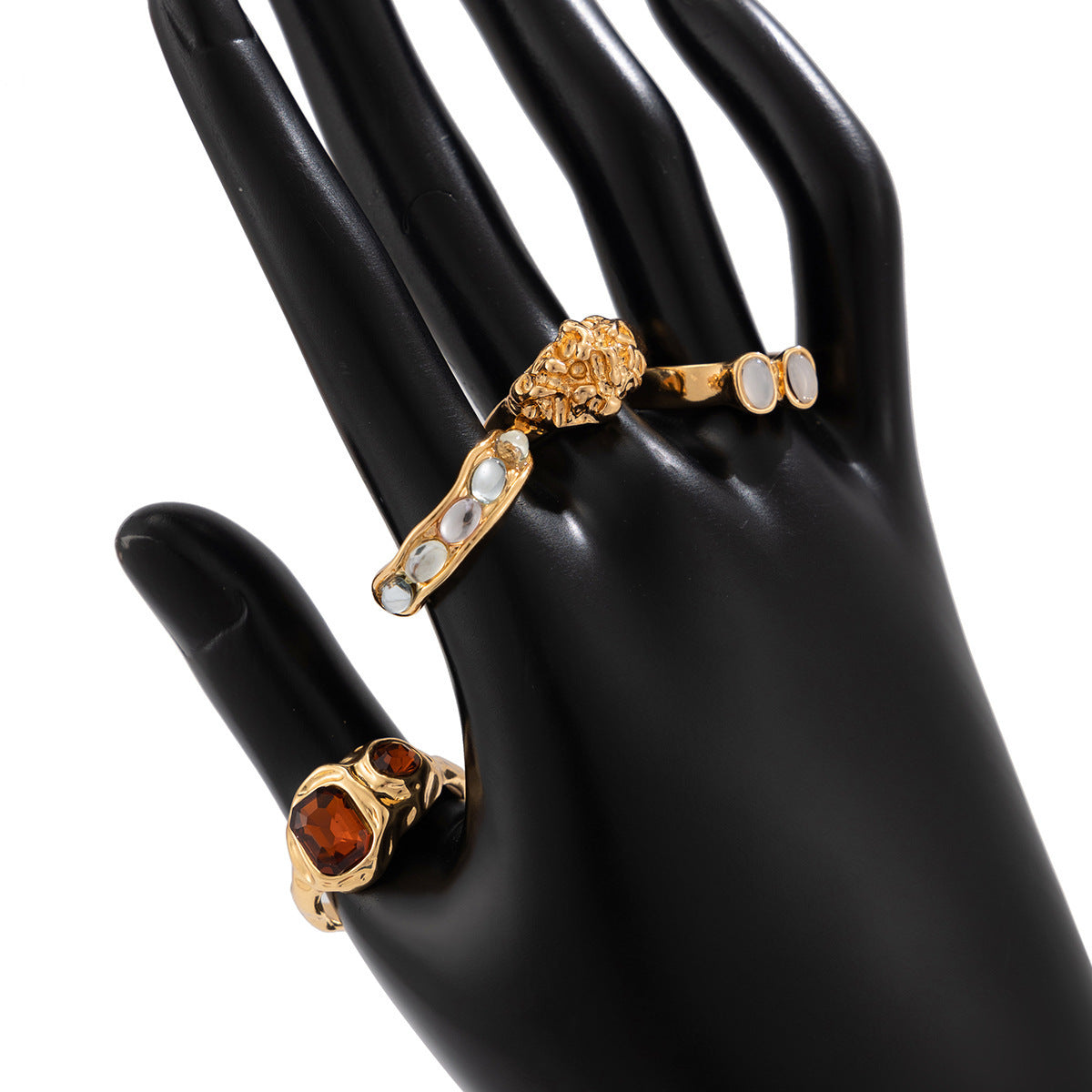 Geometric Diamond Gemstone Ring Suit Women