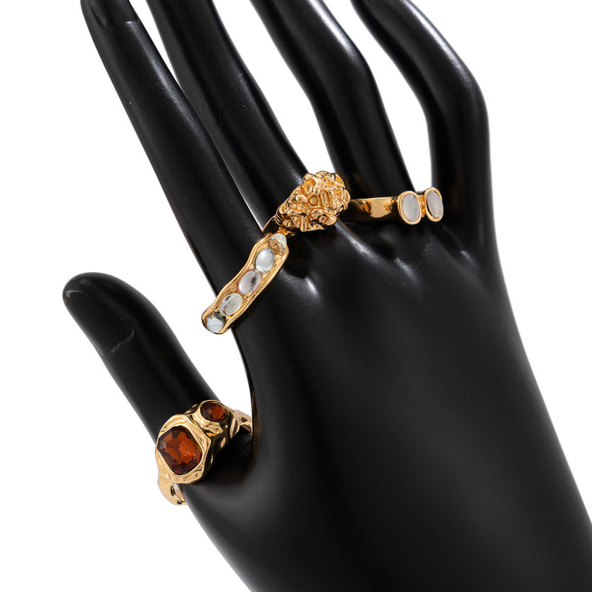 Geometric Diamond Gemstone Ring Suit Women