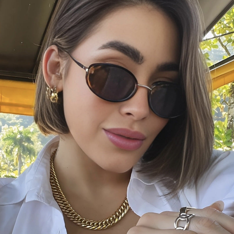 Small Frame Oval Vintage Sunglasses Europe And America