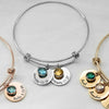 Twelfth Birthday Stone Round Piece Retractable Bracelet