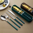 Kitchen Accessories Camping Travel Sets Gold Knife Fork Spoon Portable Cutlery Sets with case