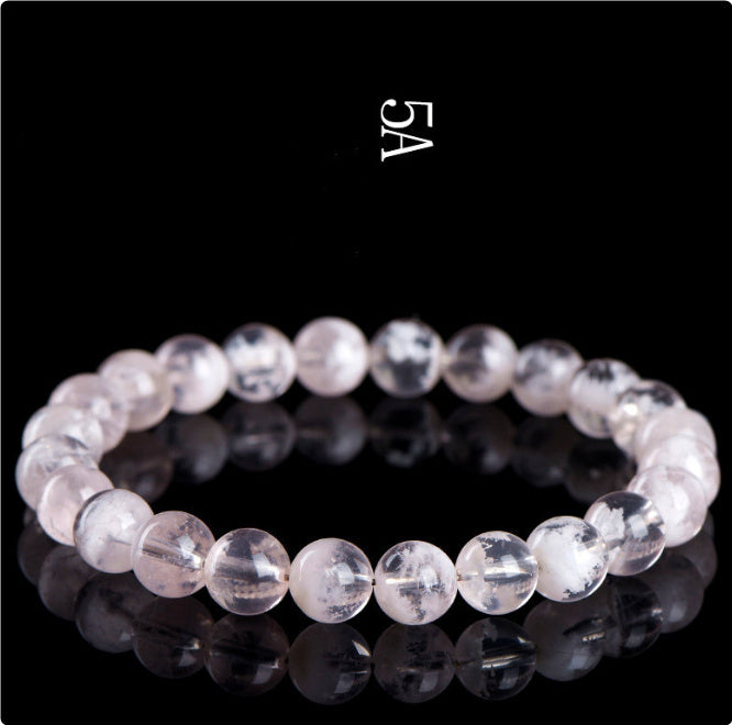 Natural Snowflake Ghost Round Beads Bracelet