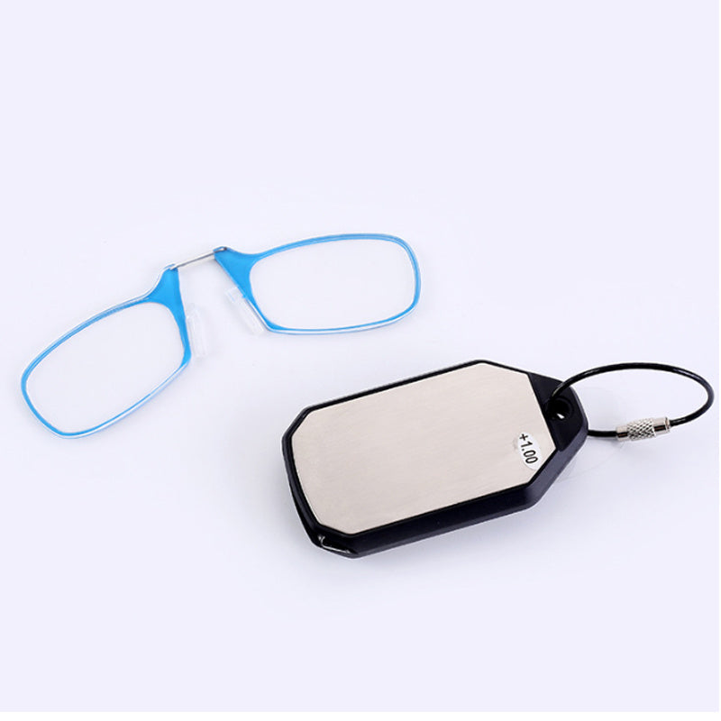 Portable Mini Reading Glasses Keychain Clip Nose