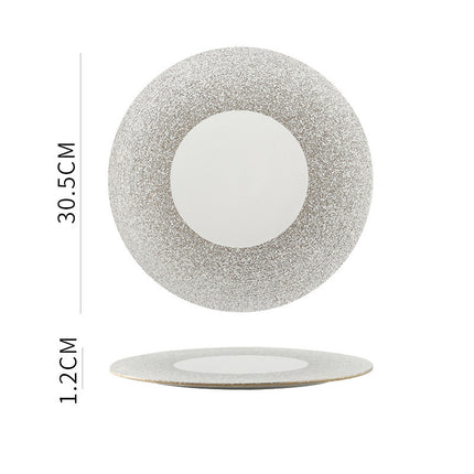 White Porcelain Brushed Golden Western Steak Plate Tray